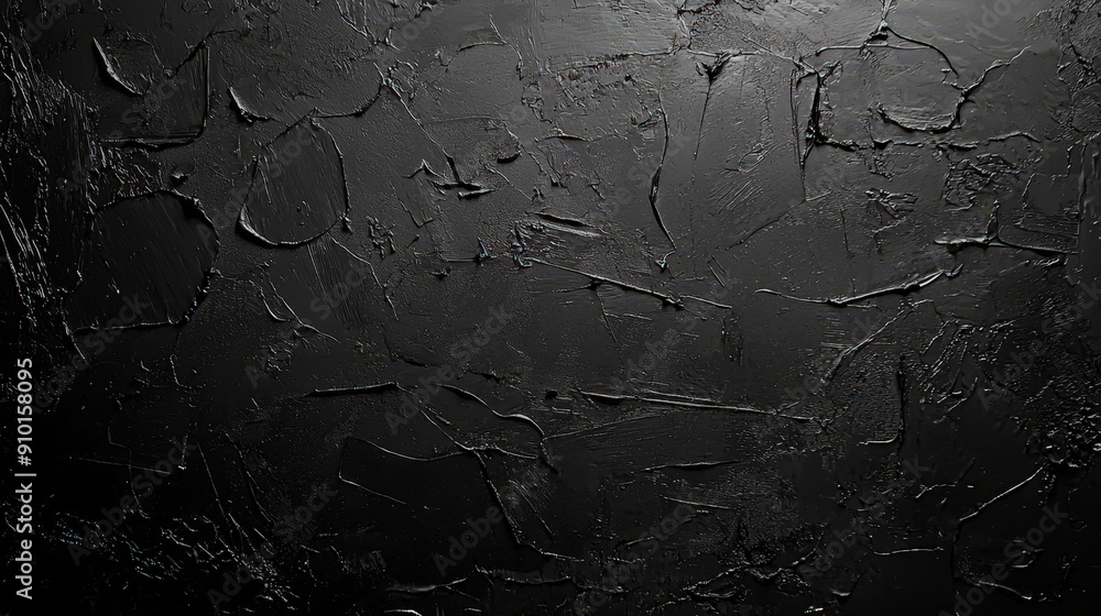 Aufkleber A textured black surface features intricate patterns formed by layered materials, highlighted by subtle lighting creating depth and shadows
