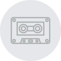 Cassette Vector Line Grey Circle Grey