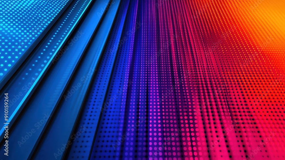 Poster Bright diagonal lines and dotted patterns create a dynamic abstract digital background featuring vibrant colors