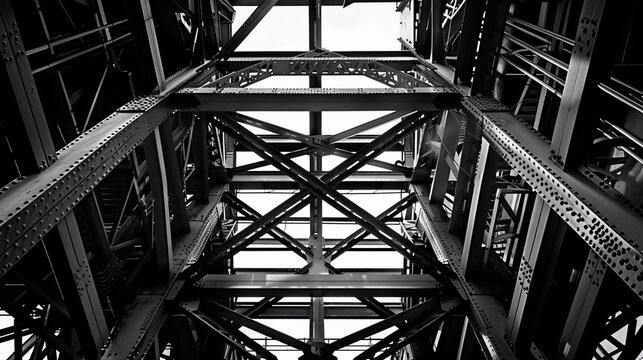 Industrial Grid, Intricate patterns and shapes formed by industrial grids and structures