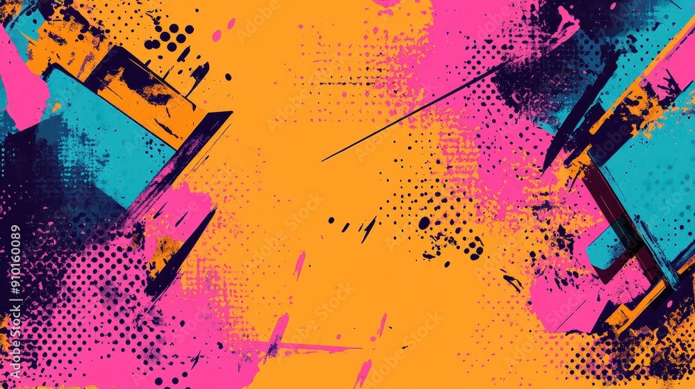 Fototapete A lively composition featuring striking colors and energetic patterns, creating an engaging visual experience full of artistic flair