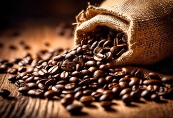 vibrant coffee beans pouring from burlap bag creating rich inviting scene freshness aroma, brew, brown, cafe, cappuccino, caffeine, collection, cold
