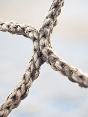 Old weathered nylon netting rope