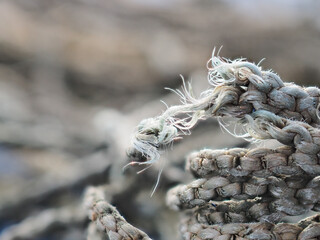Old weathered nylon netting rope