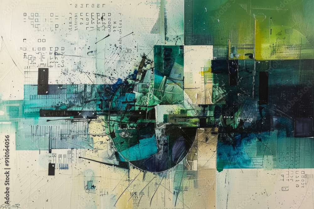 Aufkleber abstract background featuring a series of intersecting lines and shapes. vibrant shades of blue and 