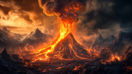 volcano fire eruption