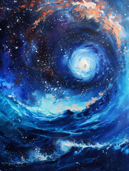 The Moon with the wave landscape