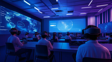 The future of education is here as women embrace AI and digital science to enhance their learning experience through virtual reality and innovative technology.