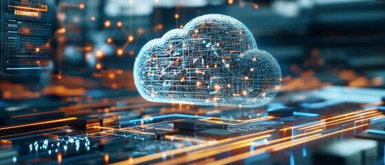 Futuristic Cloud Computing Concept with Digital Data Network and Technology Connections