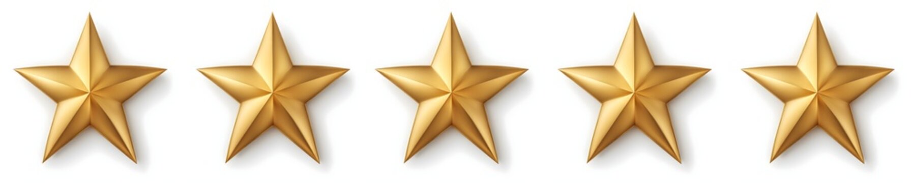 Estrelas de avalia&ccedil;&atilde;o, cinco estrelas douradas isoladas em fundo branco