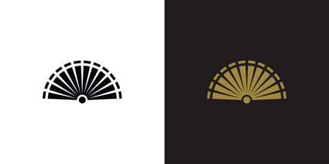 Simple hand fan logo design premium vector
