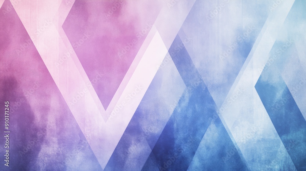 Poster abstract background with overlapping triangles in vibrant lilac and chambray blue