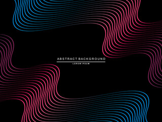 Abstract shining gardien wave lines on black background. Dynamic wave pattern. Modern flowing wavy lines. Futuristic technology concept. Suitable for posters, covers, brochures, flyers, websites, etc.