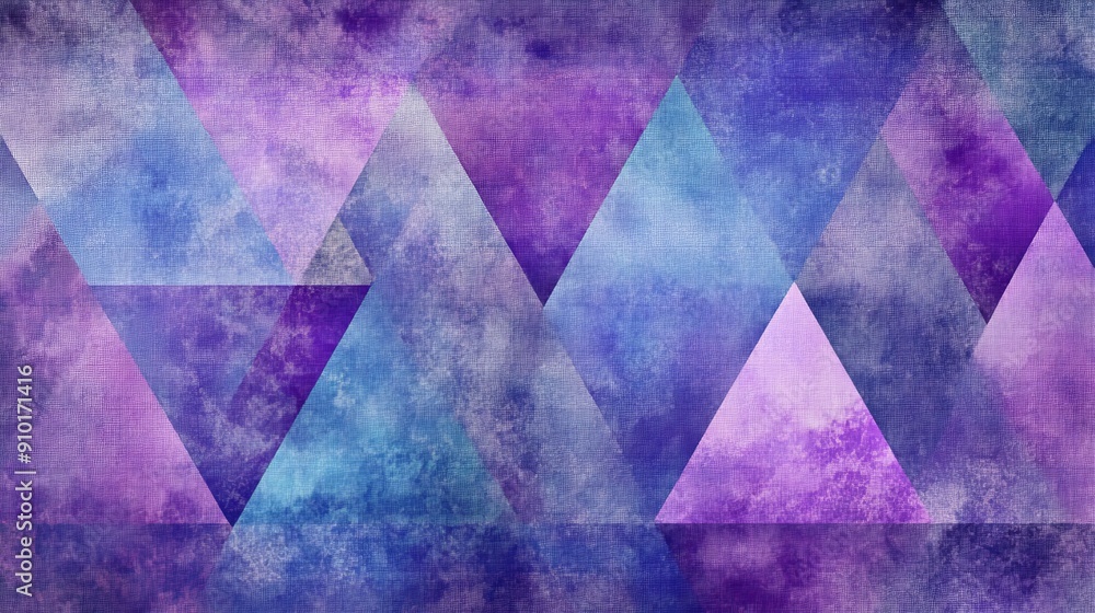 Poster abstract background with overlapping triangles in vibrant lilac and chambray blue