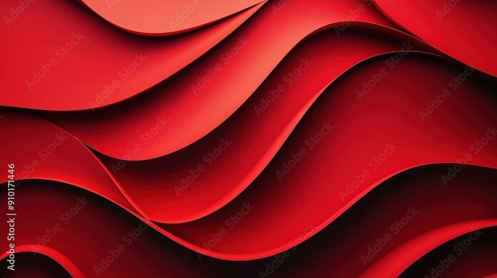 Poster red waves undulate gracefully, forming a captivating abstract arrangement that evokes energy and mov