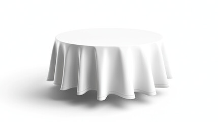 Table with White Tablecloth Isolated on White Background, Classic Dining Table Setup, Clean Tablecloth Design, Elegant Table Presentation, High-Quality Table Image, Simple and Stylish Table Cover