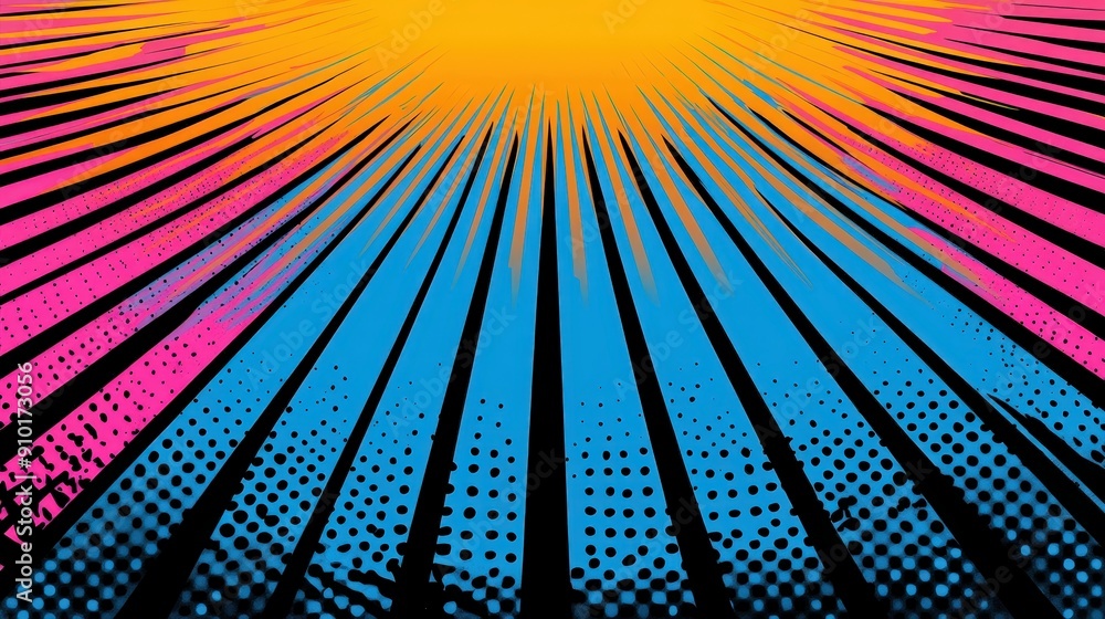 Leinwandbilder bright rays extend from a radiant sunburst, blending vibrant colors and creating an eye-catching abs