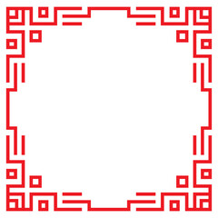 red abstract geometric pattern Chinese frame set vector design.