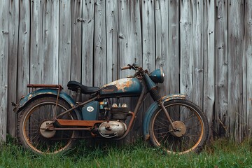 old bicycle on a wooden fence