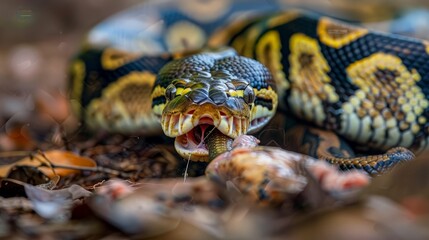 Fototapeta premium Python Snake Eating Prey