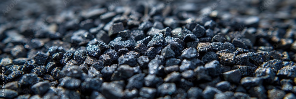 Aufkleber black granular material is piled together, showcasing its texture and color under soft daylight