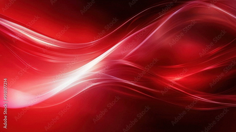 Aufkleber Bright red swirls dominate the composition, intertwining with light reflections to create an energetic, abstract visual experience