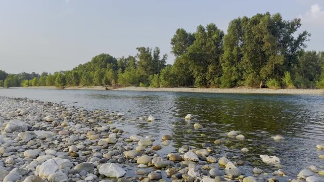 river ticino in cuggiono village, italy, 04 august 2024