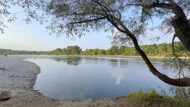 river ticino in cuggiono village, italy, 04 august 2024