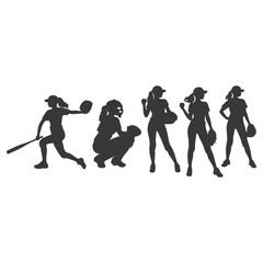 Baseball player silhouettes set in different poses. Baseball icons vector. Man Throwing Ball Silhouette. Baseball Player Silhouette. baseball player, vector isolated illustration. Baseball batter.