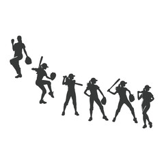 Baseball player silhouettes set in different poses. Baseball icons vector. Man Throwing Ball Silhouette. Baseball Player Silhouette. baseball player, vector isolated illustration. Baseball batter.