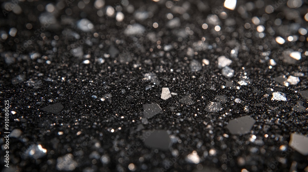Aufkleber a close-up of a black textured surface adorned with small, reflective particles that create a dazzli