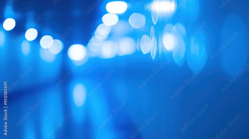 Poster soft blue lights illuminate a hospital tunnel, creating a tranquil and surreal ambience, while the r