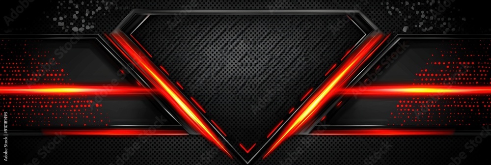 Poster A striking abstract design featuring bold red lines and geometric shapes on a textured black background, creating a modern and energetic visual impact