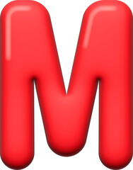 3D font balloon red alphabet letters M