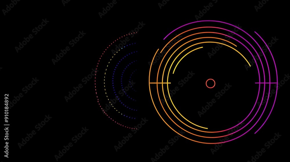 Aufkleber vibrant circular patterns emerge against a black background, showcasing a blend of colors and design
