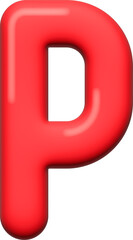 3D font balloon red alphabet letters P