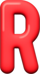 3D font balloon red alphabet letters R