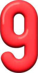 3D font balloon red alphabet number 9
