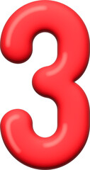 3D font balloon red alphabet number 3