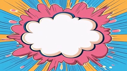 A vibrant burst of colors surrounds an empty speech bubble, creating a dynamic and playful visual effect perfect for creative projects