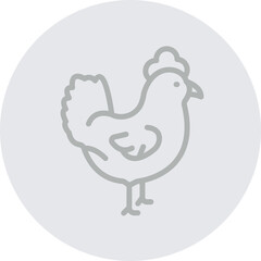 Chicken Vector Line Grey Circle Grey