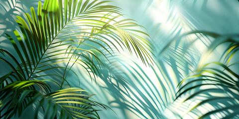 plant with shadow and sunlight on blue wall