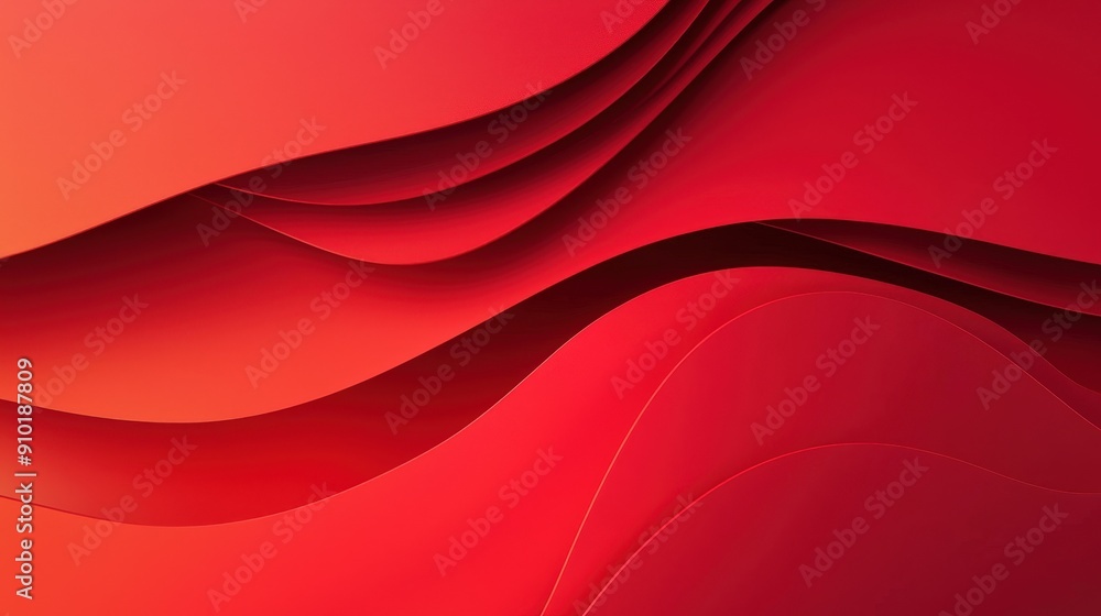 Poster Sinuous red waves gracefully overlap, creating a dynamic and vibrant abstract design with smooth transitions and rich color depth