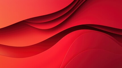 Sinuous red waves gracefully overlap, creating a dynamic and vibrant abstract design with smooth transitions and rich color depth
