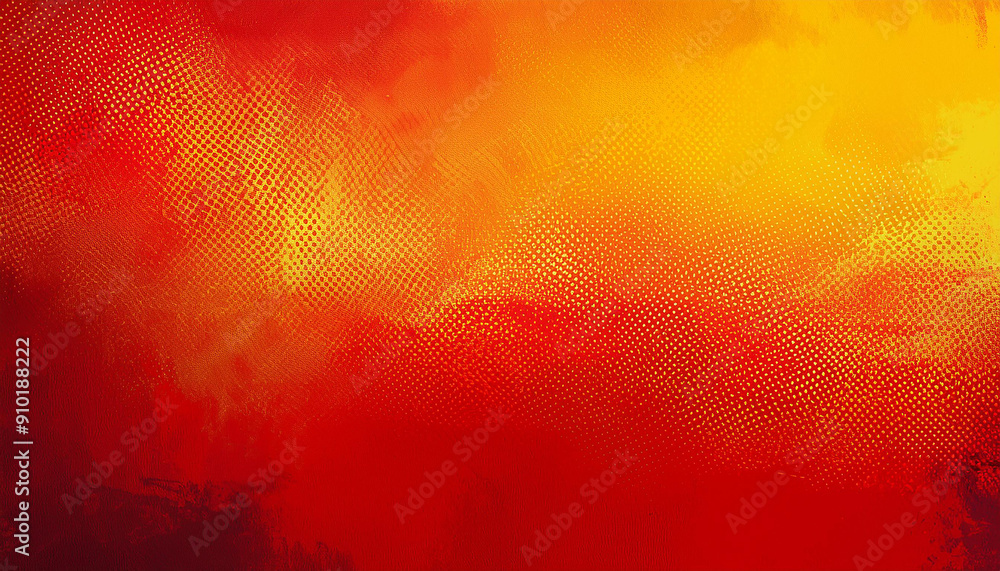 Aufkleber abstract red and yellow gradient with halftone dots and distressed grunge texture. hand painted with