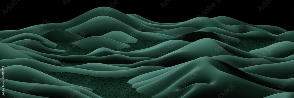 Fototapete soft green waves rise and fall, creating an abstract representation of mountains against a dark back