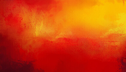 Abstract red and yellow gradient with halftone dots and distressed grunge texture. Hand painted with oil paint. Abstract backdrop. Ideal for energetic designs.
