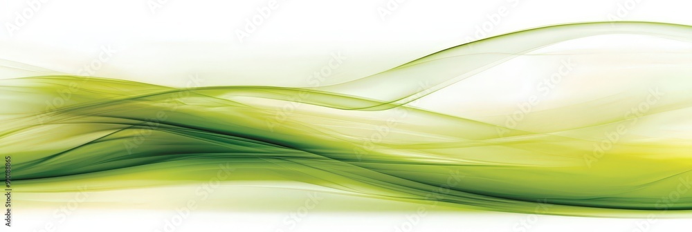 Poster Gentle green waves ripple and flow, creating an elegant abstract design that evokes a sense of tranquility and movement