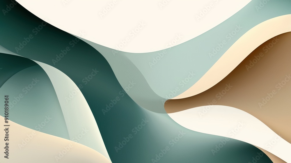 Leinwandbilder Soft waves of color intertwine in a harmonious design, creating a visually appealing abstract display of shapes and textures
