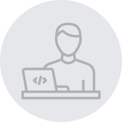 Digital Nomad Vector Line Grey Circle Grey